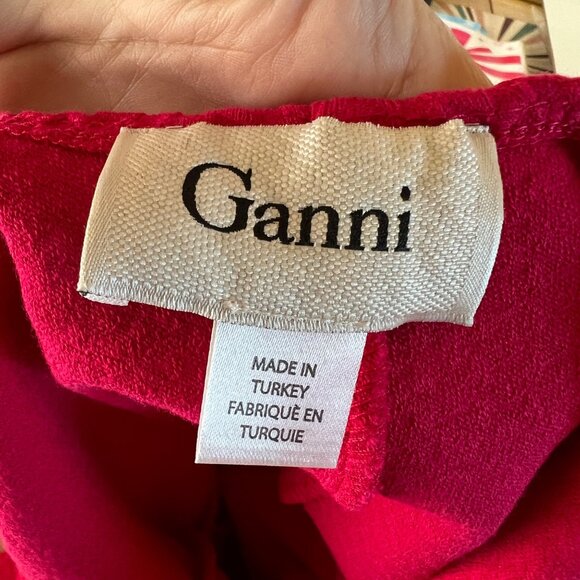 Ganni Peplum Textured Sleeveless Blouse Pink Size XL - Picture 7 of 11
